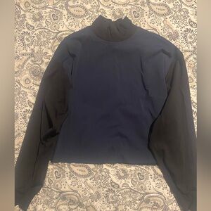 Athleta Whistler Mock Neck Long Sleeve Top - Navy Blue and Black